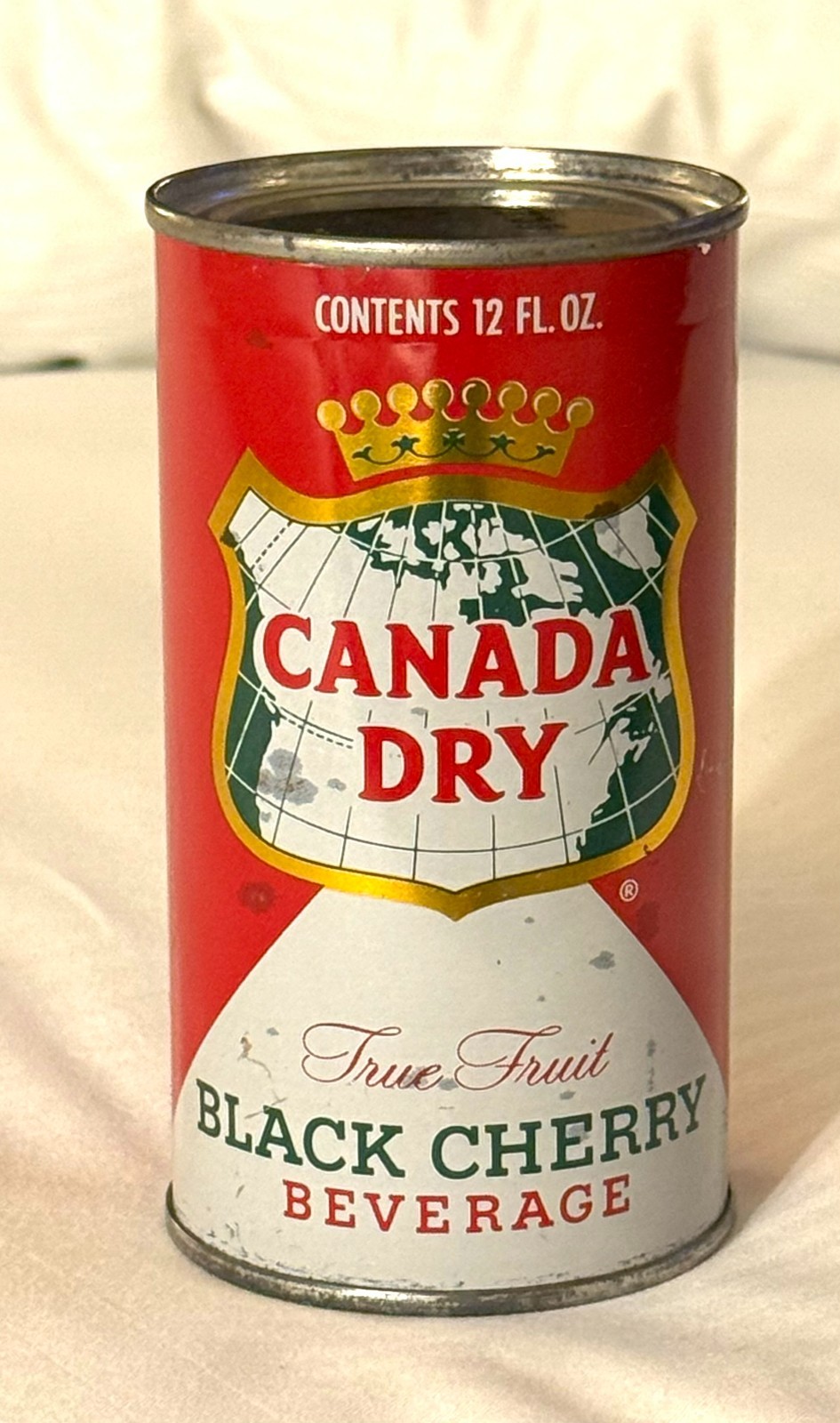 *Nice* 12 oz. Canada Dry Black Cherry Beverage Flat Top Soda Can-Pre-Zip Code