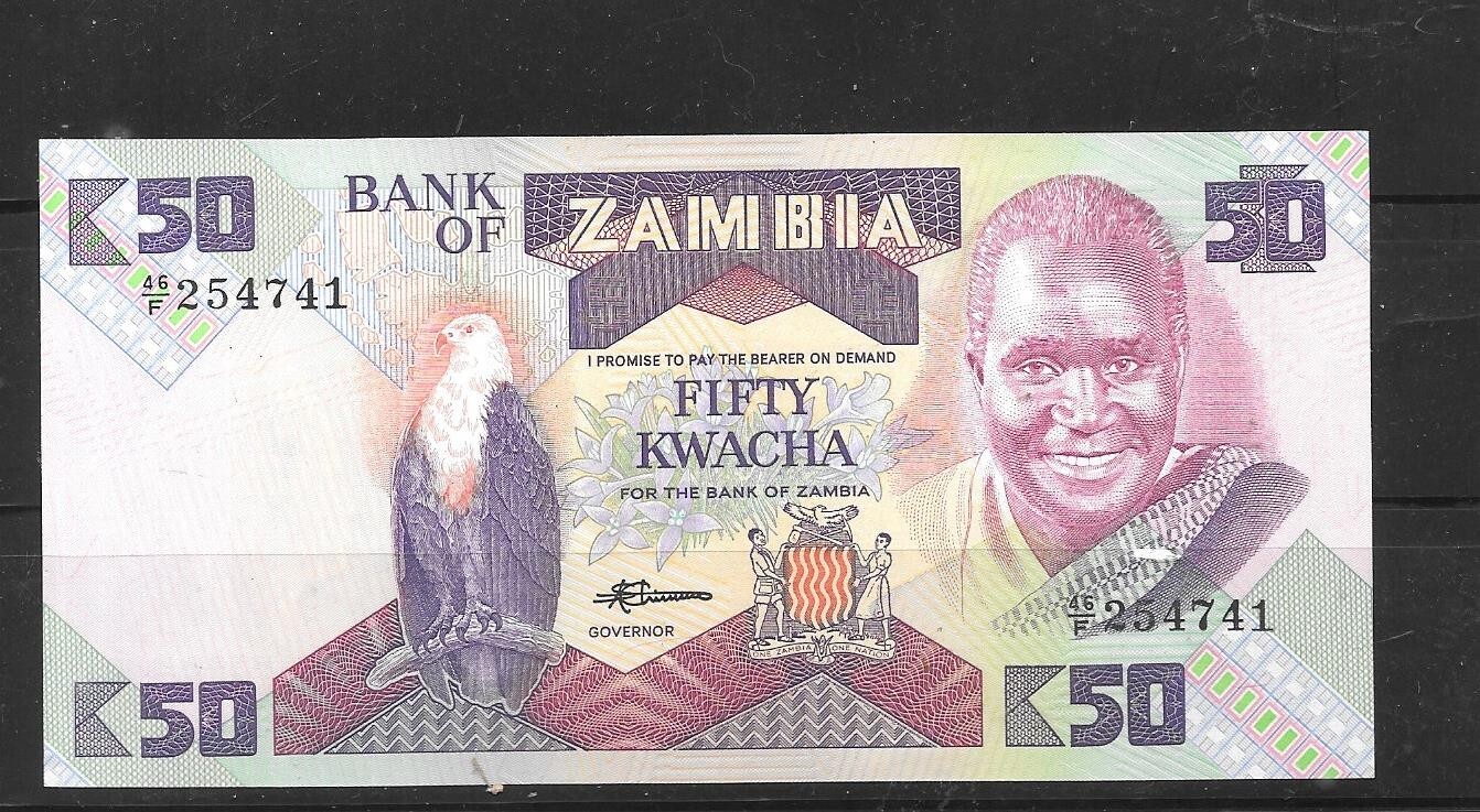 ZAMBIA #28a UNC MINT OLD 50 KWACHA CURRENCY BANKNOTE BILL NOTE PAPER MONEY