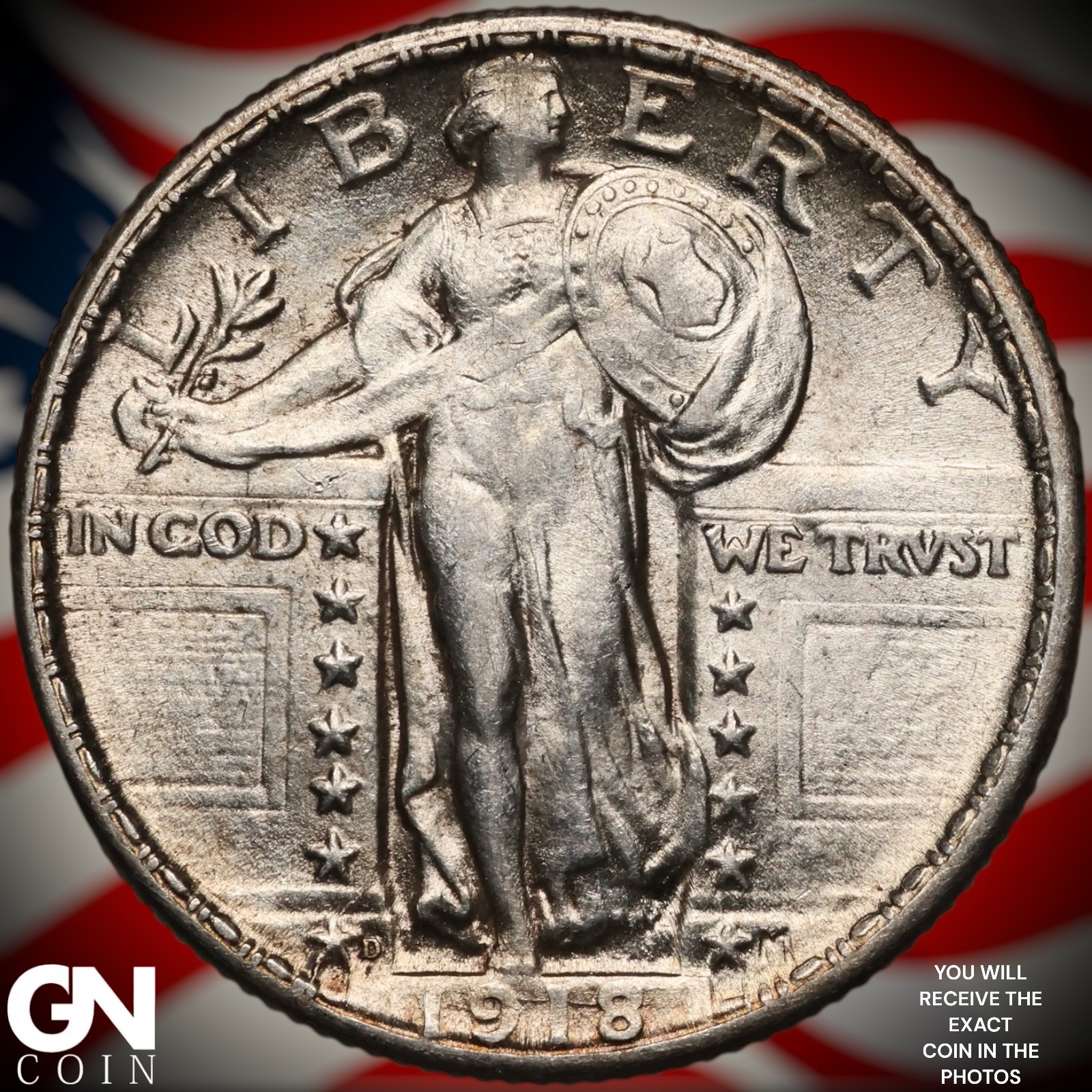 1918 D Standing Liberty Quarter A2896