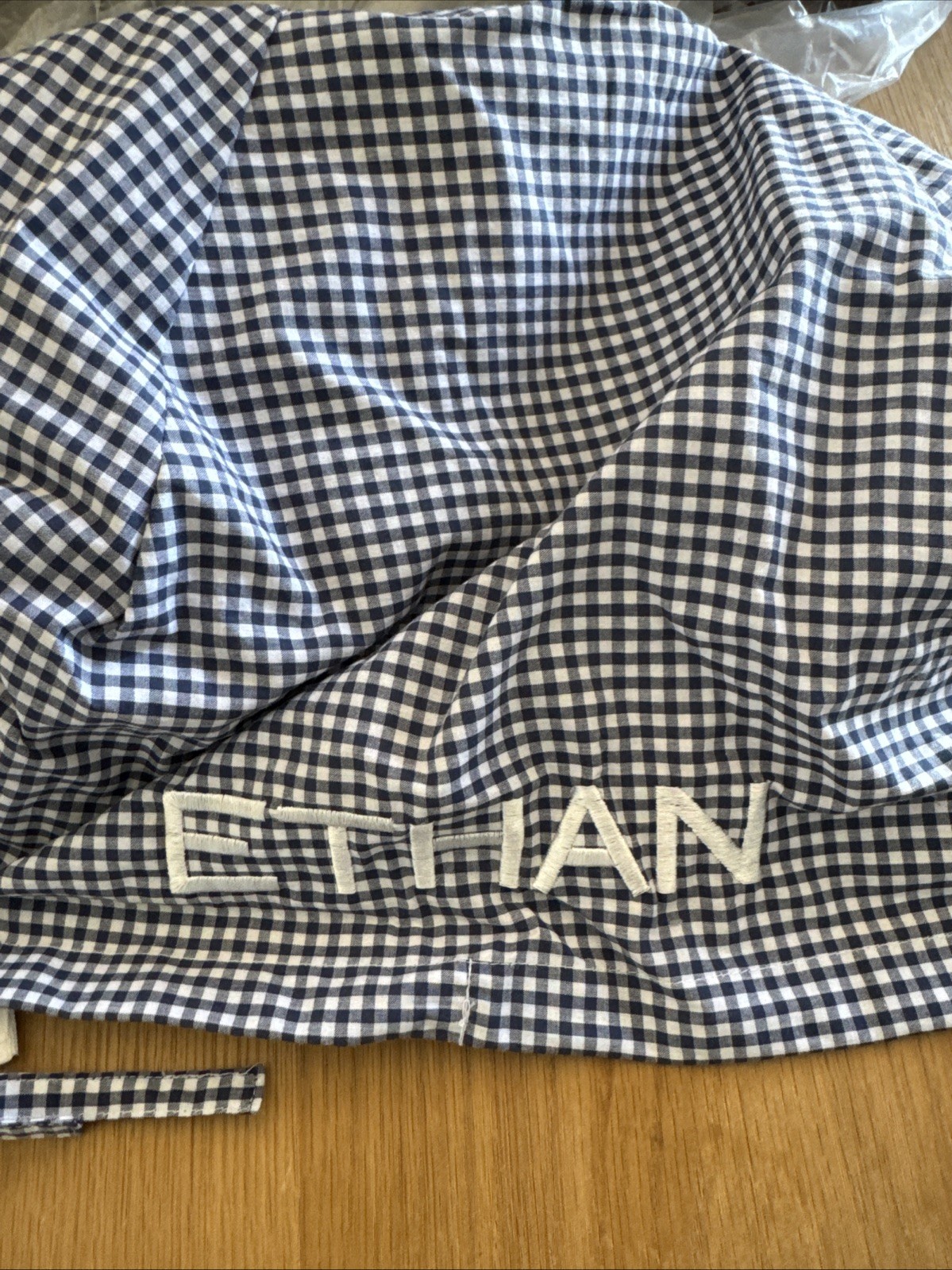 POTTERY BARN KIDS Gingham Easter Basket Liner-Blue -Large- Monogram Ethan