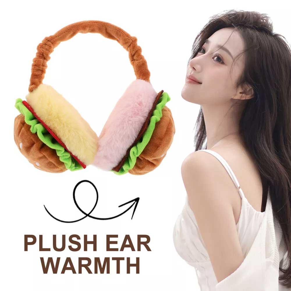 Funny Hamburger Ear Muffs Piggy Bank Adult Novelty Coin Bank Warmer