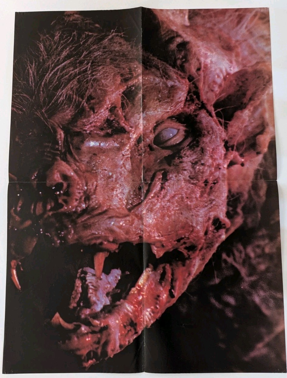 Old Lady Bleeding & Gargoyle Demon Bat Vintage Horror Double Sided Quad Poster