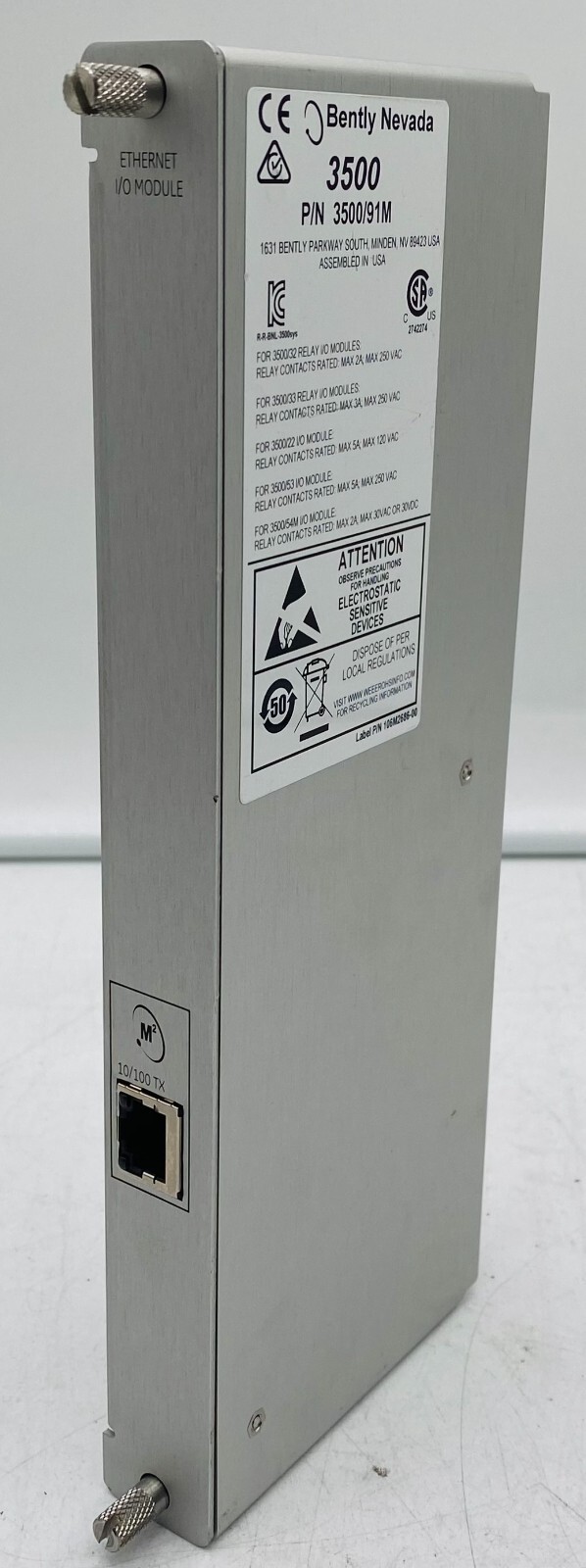 BENTLY NEVADA 3500 3500/91M 190798-01 ETHERNET I/O MODULE