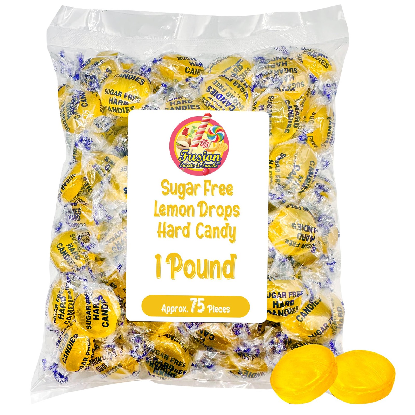 Sugar Free Lemon Drops 1lb - Keto & Diabetic Friendly Hard Candy