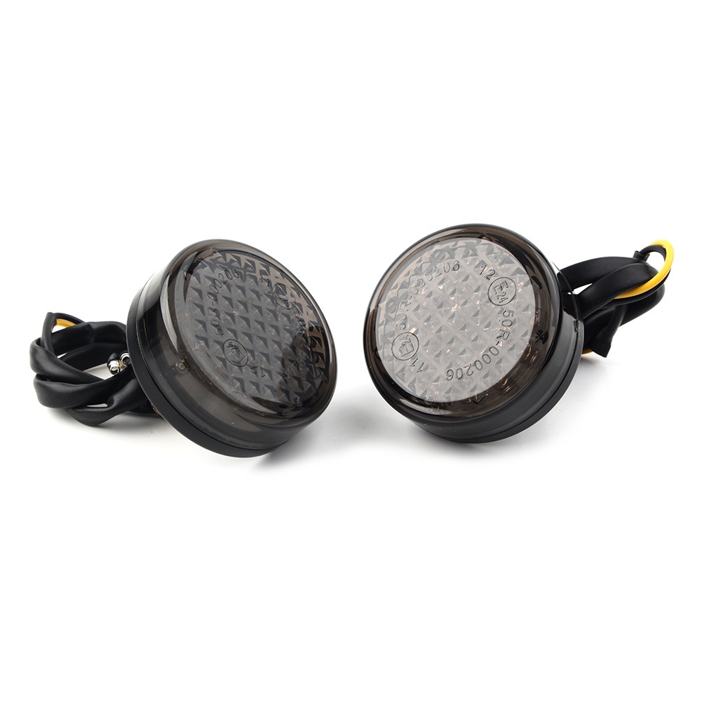 Clear LED Motor Round Smoke Turn Signal Indicator Blinker Light Lamp Amber 12V
