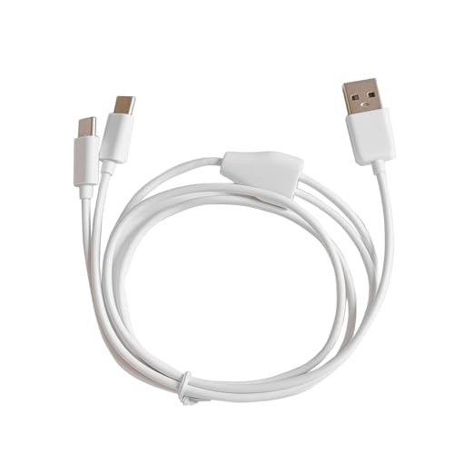3.3 FT 2 in 1 USB-C Splitter Cable - USB A to Type C Charging Cord () White