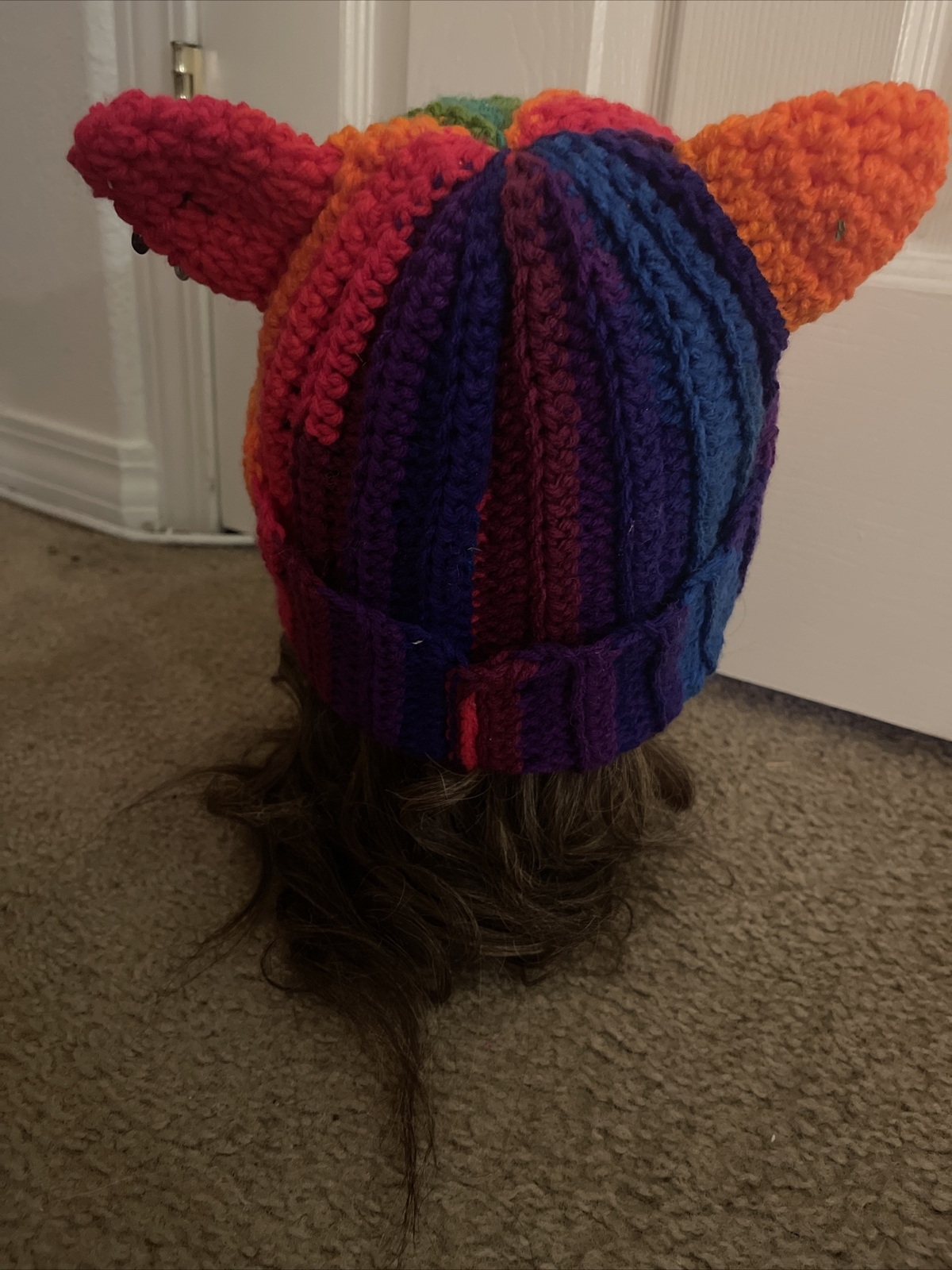 Kitty hat beanie handmade crochet adult size