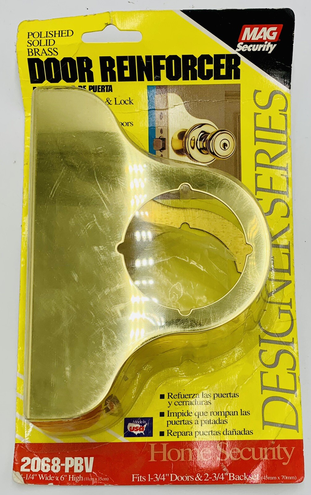 MAG 2068-PBV Brass Vintage Style Door Edge Wrap Lock Reinforcement Repair 6x4"