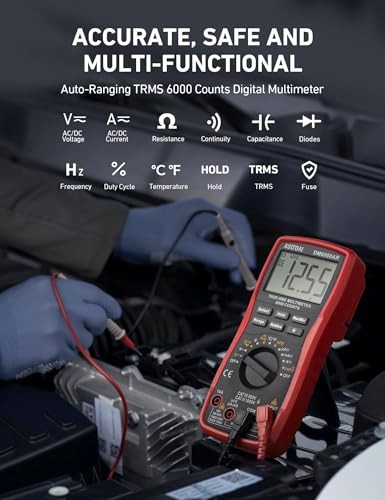 Digital Multimeter TRMS 6000 Counts Volt Meter Ohmmeter Auto-Ranging Black