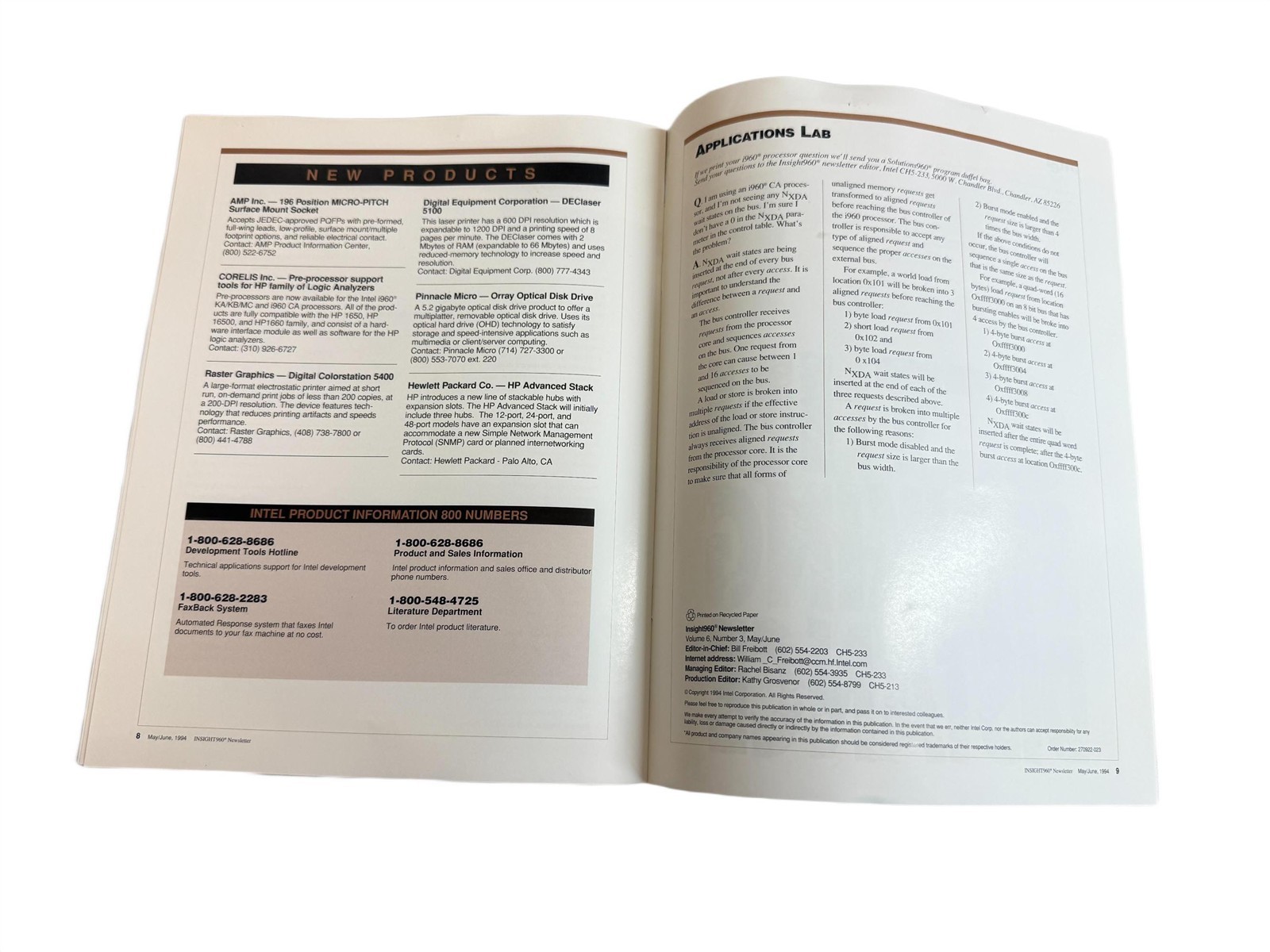 Intel 1994 i960 Jx Microprocessor "The Cobra Series" Literature Borchure