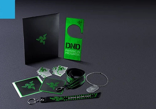 Razer L33T Pack V3 logo keychain lanyard stickers door hang coaster swag merch