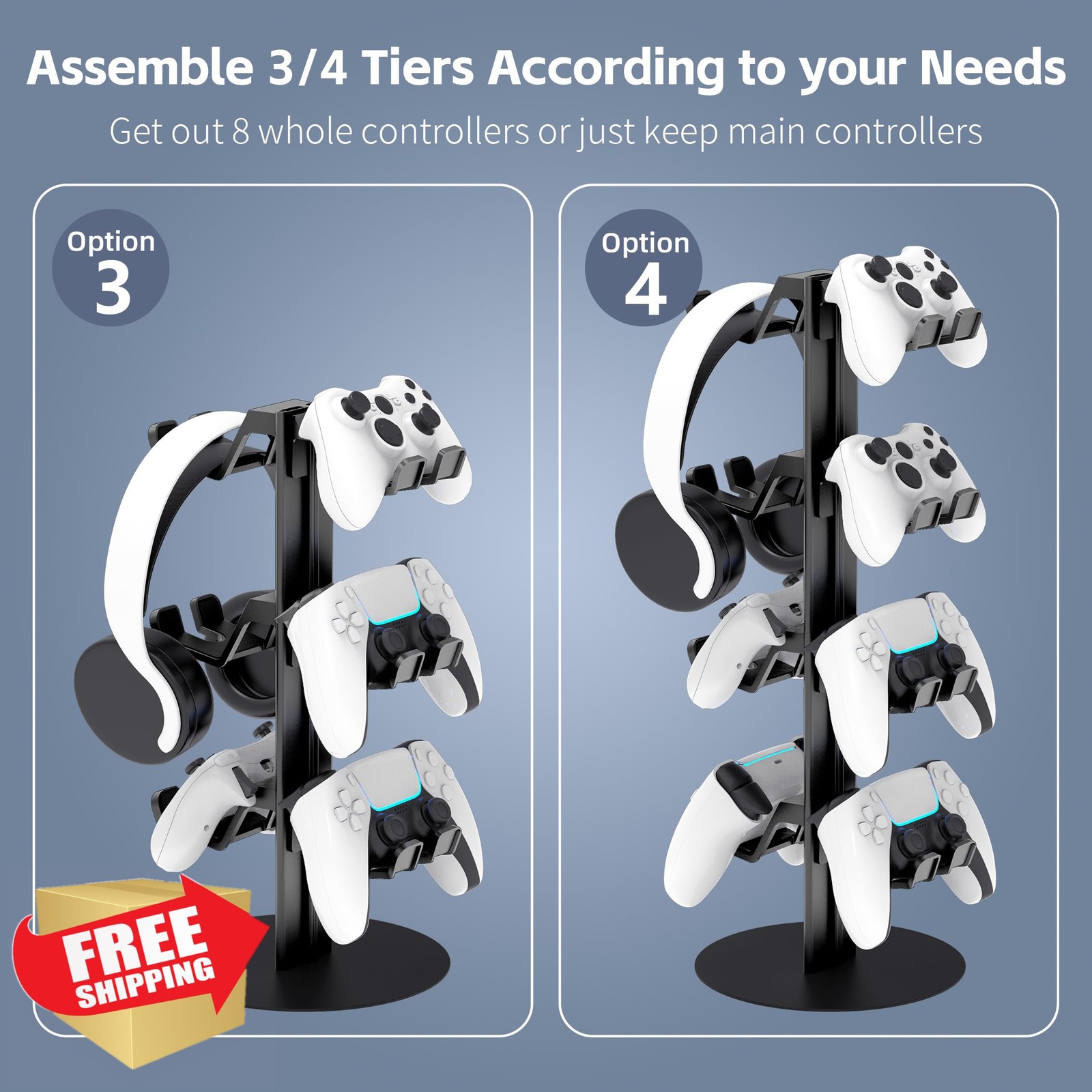 ZYTHRONE 4 Tier Aluminum Controller Headset Stand PS5 PS4 Switch