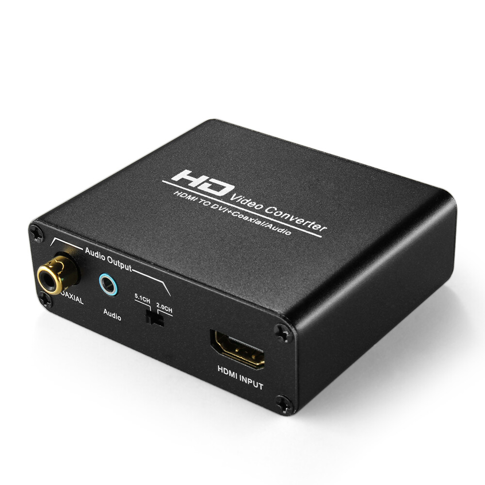 HDMI to DVI Converter Audio Sound Adapter 3.5mm AUX Jack 2 RCA Coaxial Output