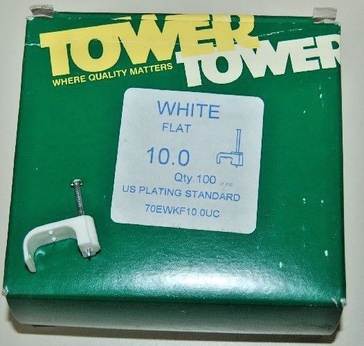 Tower Flat White 10MM Clip 100/bx - 10023823S
