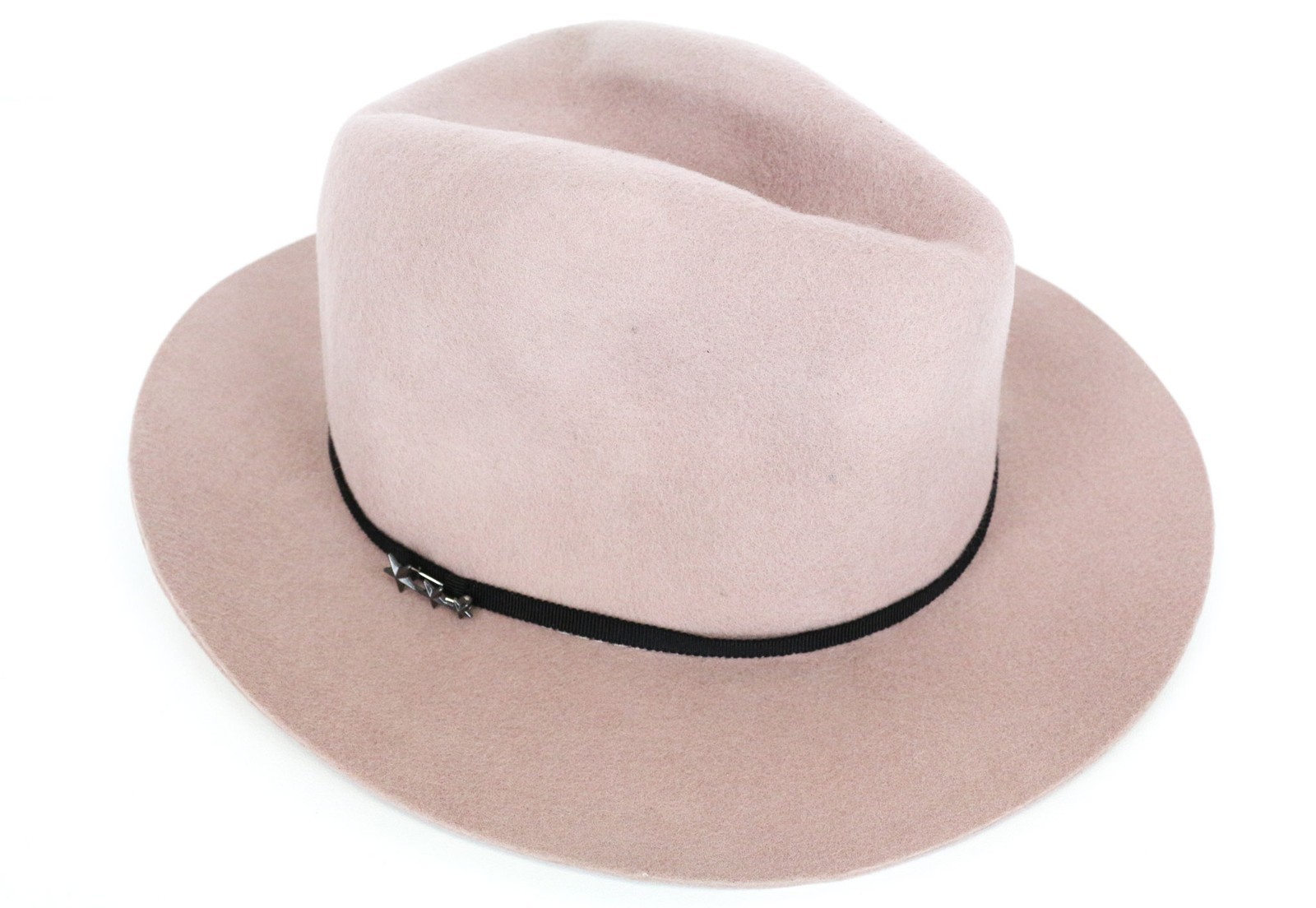 Maison Scotch Women's Hat OS Pink Wool Fedora Everyday Style Star Pen