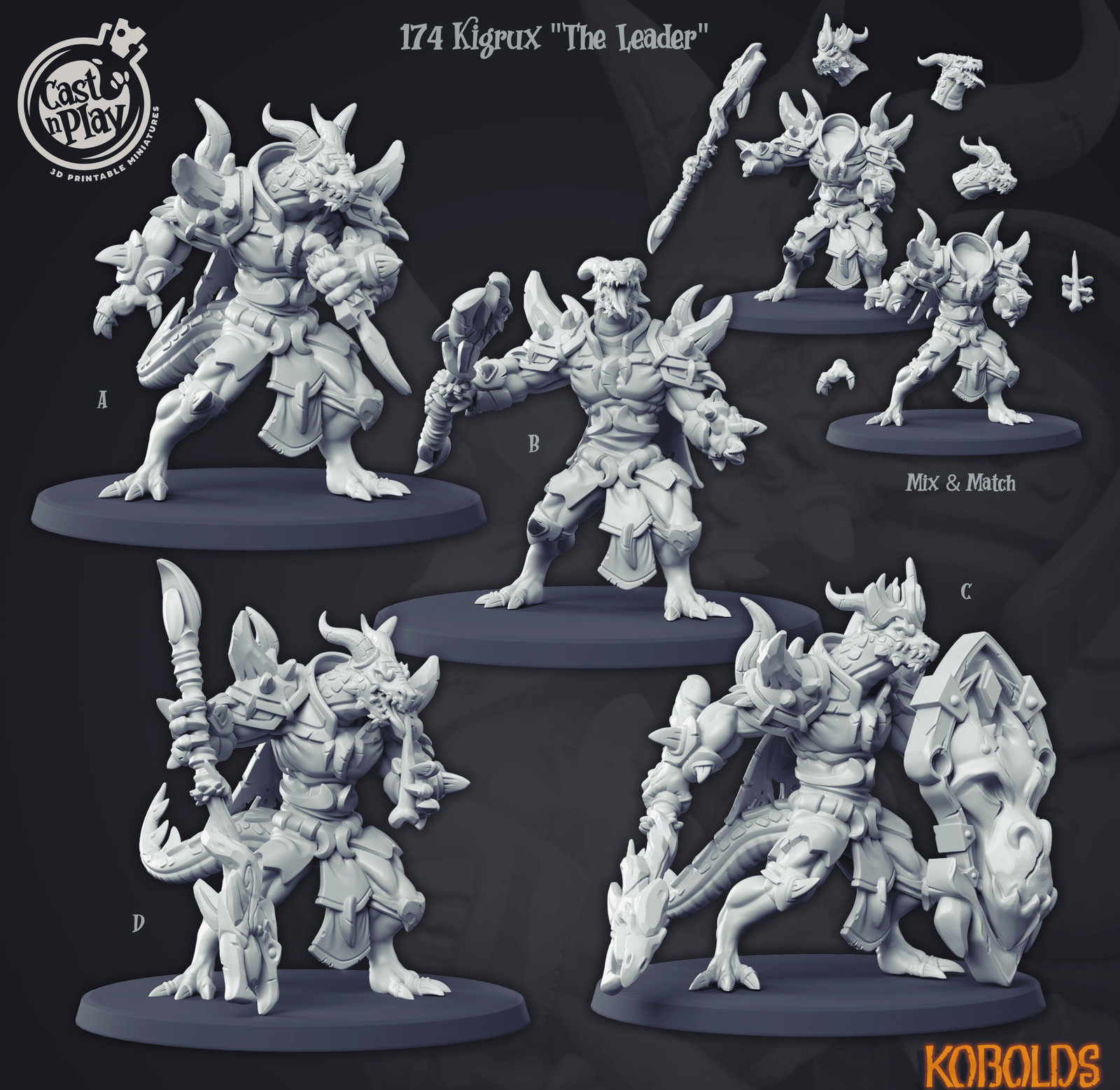3D Printed Cast n Play Kigrux The Leader Dragon Seekers 28 32mm D&D