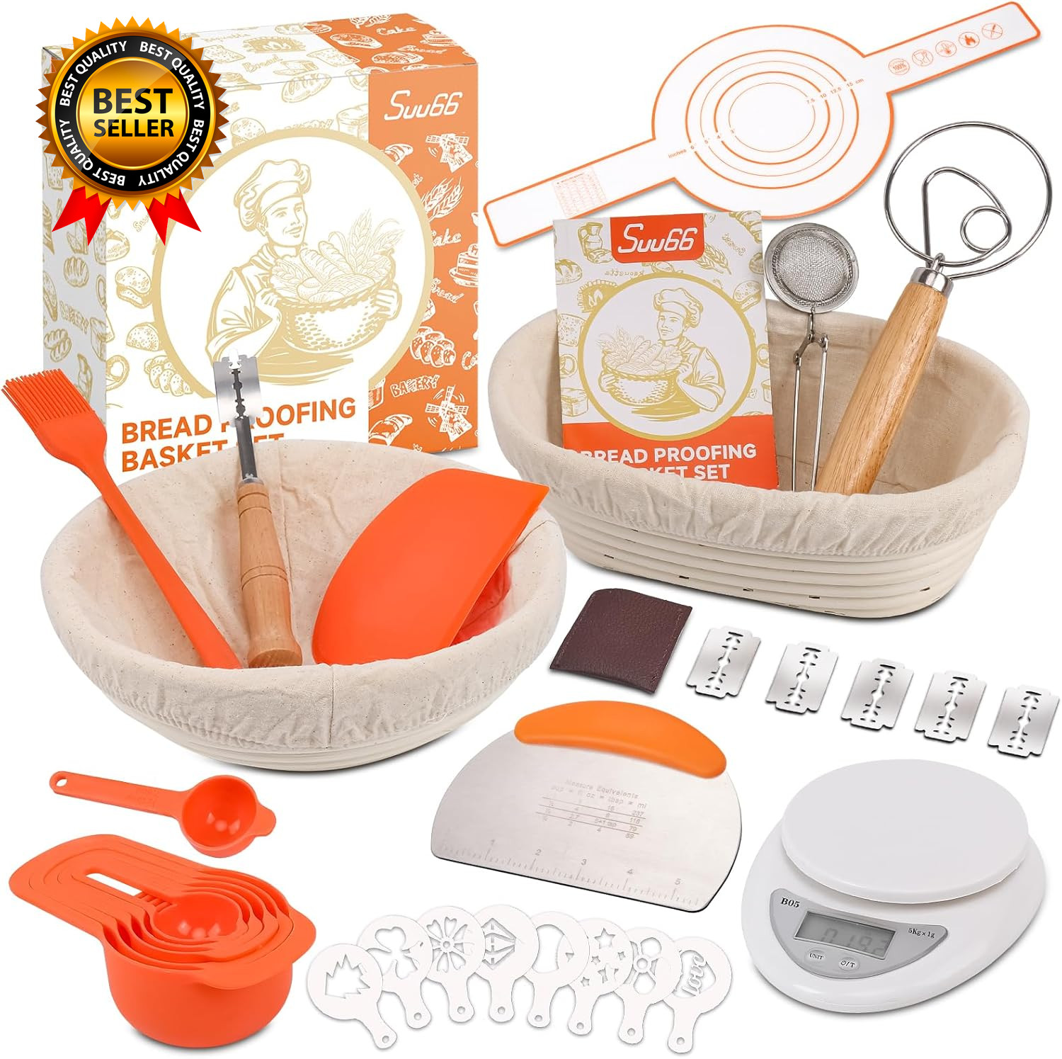 30-Pcs Sourdough Bread Baking Supplies Sourdough Starter Kit Including 9 Inch