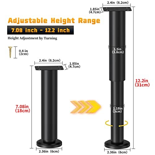 6 Pcs Adjustable Height Bed Support Legs for Bed 7.08-12.2 inch (6pcs)