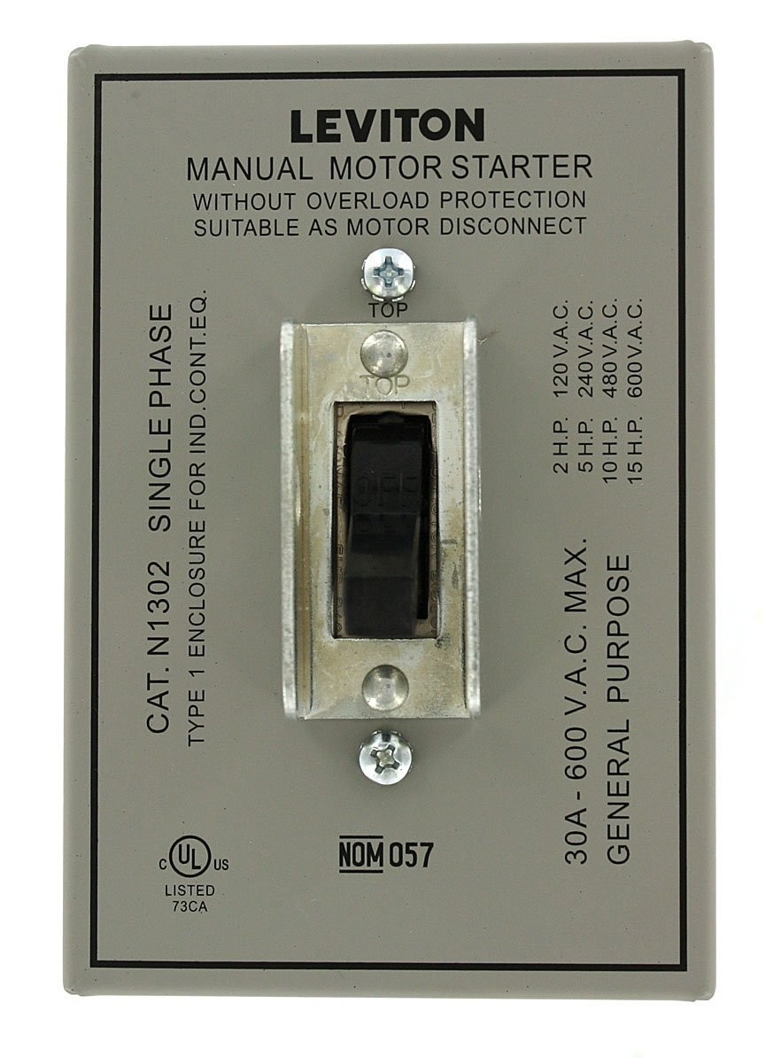 30 Amp, 600 Volt, Toggle In Type 1 Enclosure Double-Pole AC Motor Starter, Su...