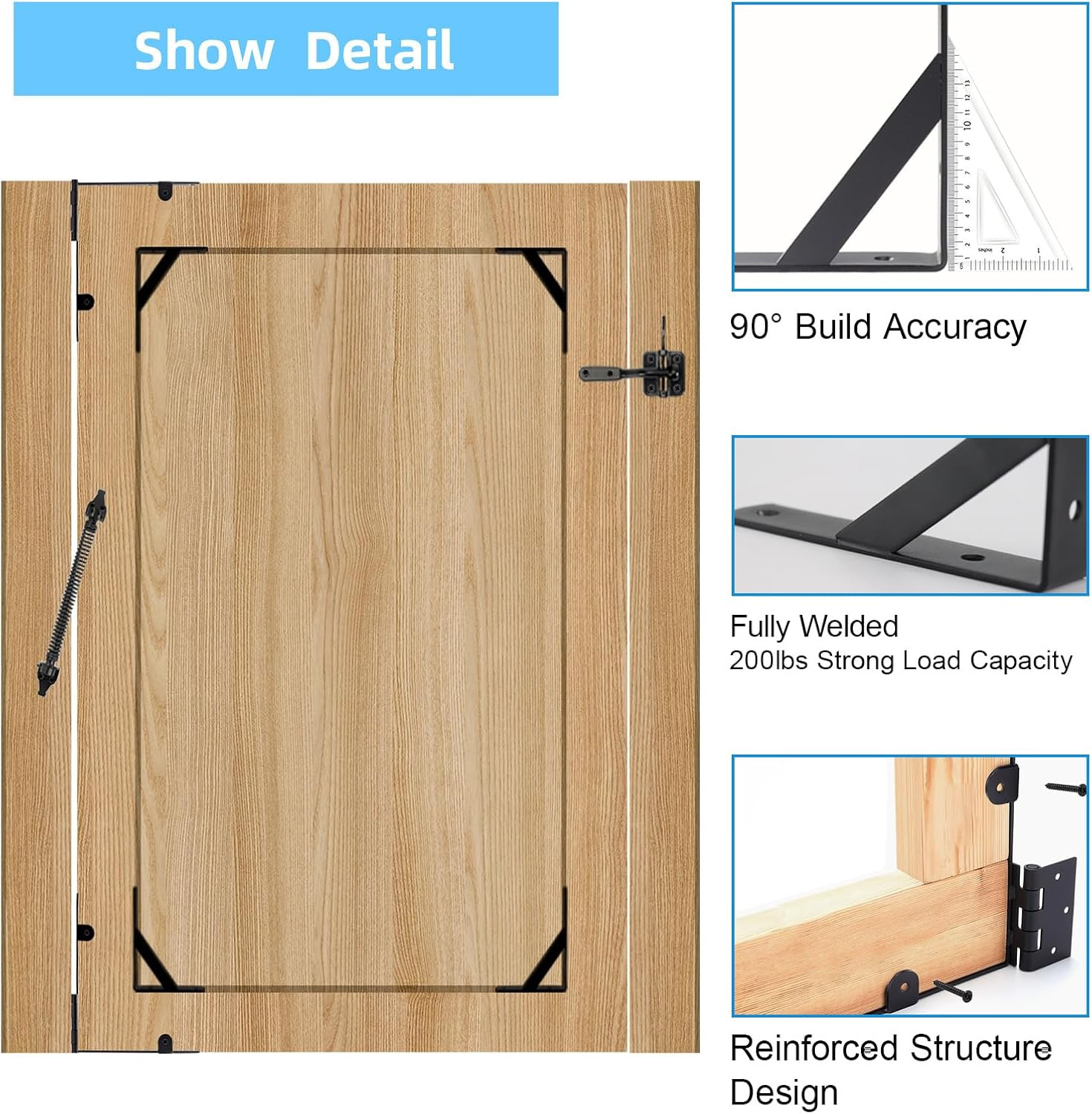 Fence Gate Hardware Kit Anti Sag Corner Brackets Spring Hinge Latch Set