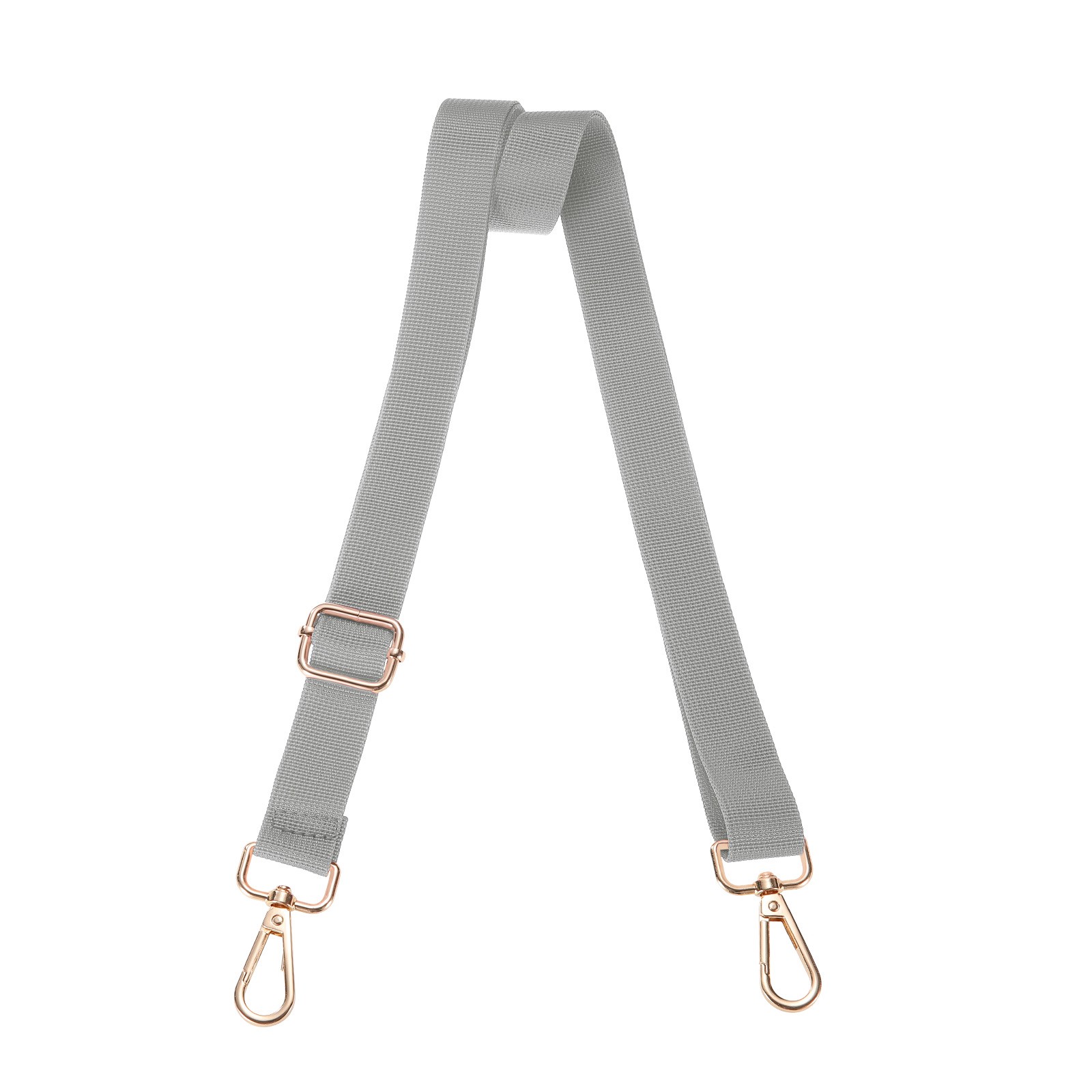 2.5cm Adjustable Silver Gray Wide Shoulder Strap w Light Gold Pull Core Buckle