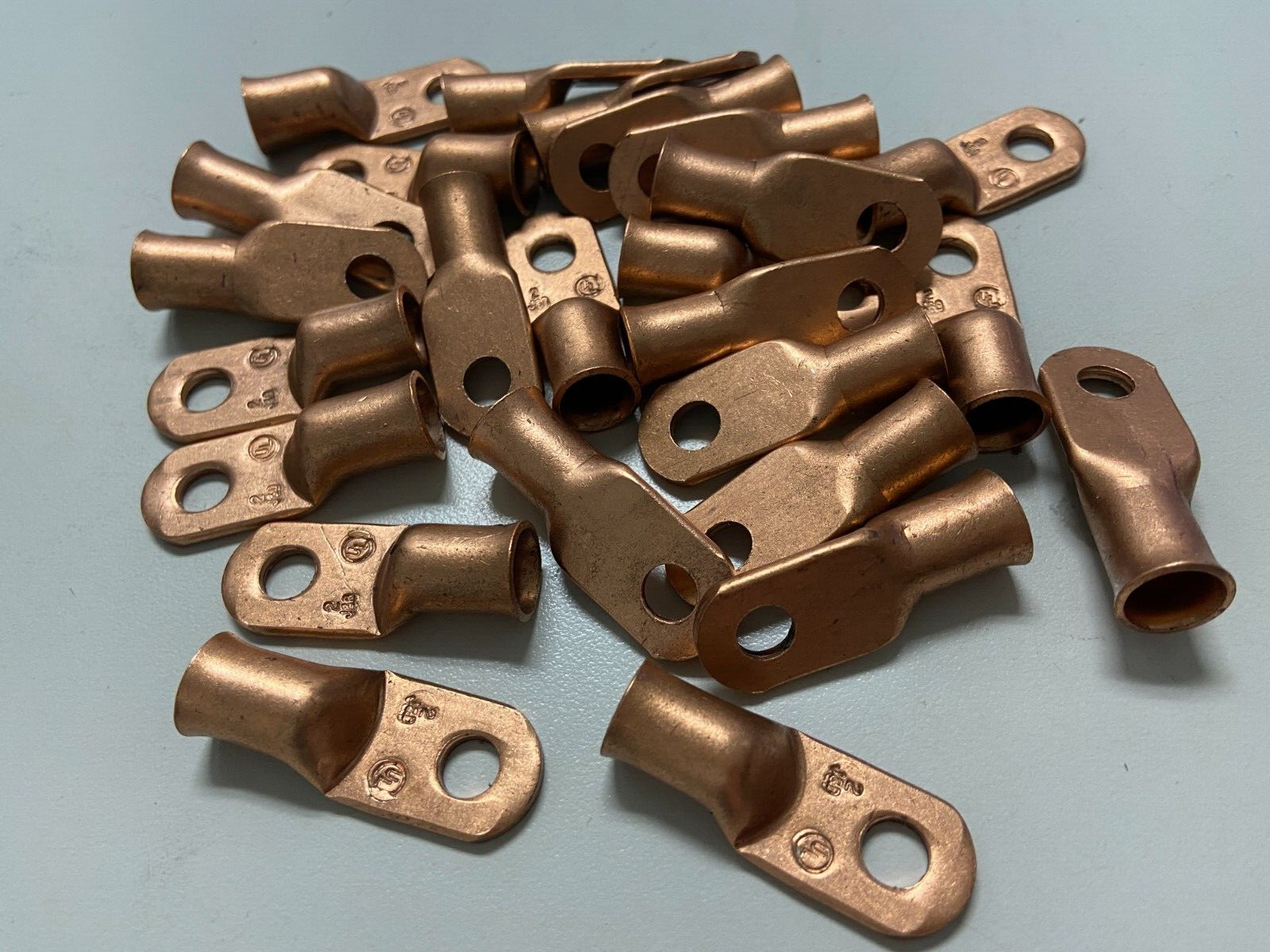 (25) 2 gauge awg  1/4 hole bare Copper Cable Lug Ring Terminal USA
