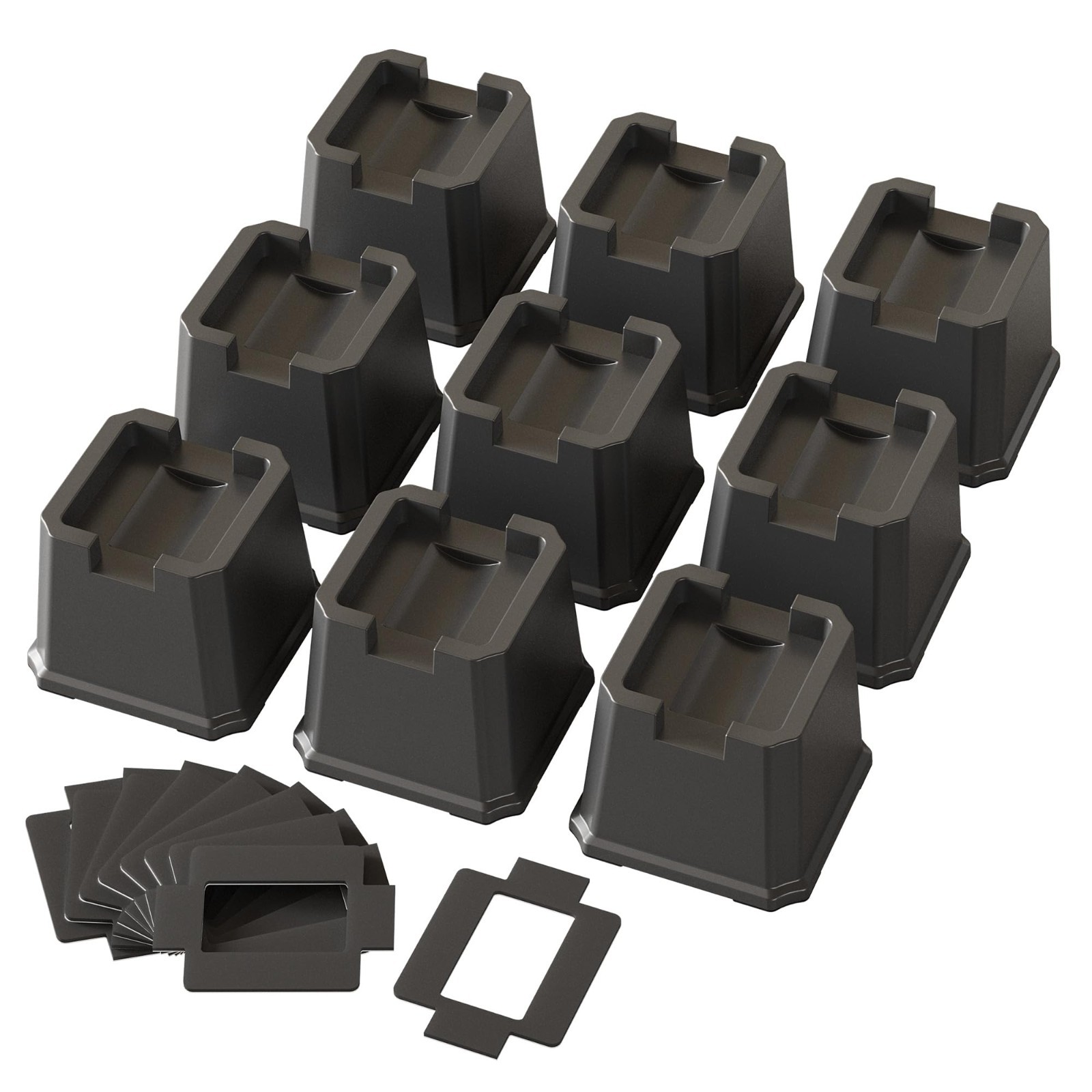 9 Pack Bed Risers 3" - Furniture Elevators for Wheels, Anti-Slip, Stackable, 1,5