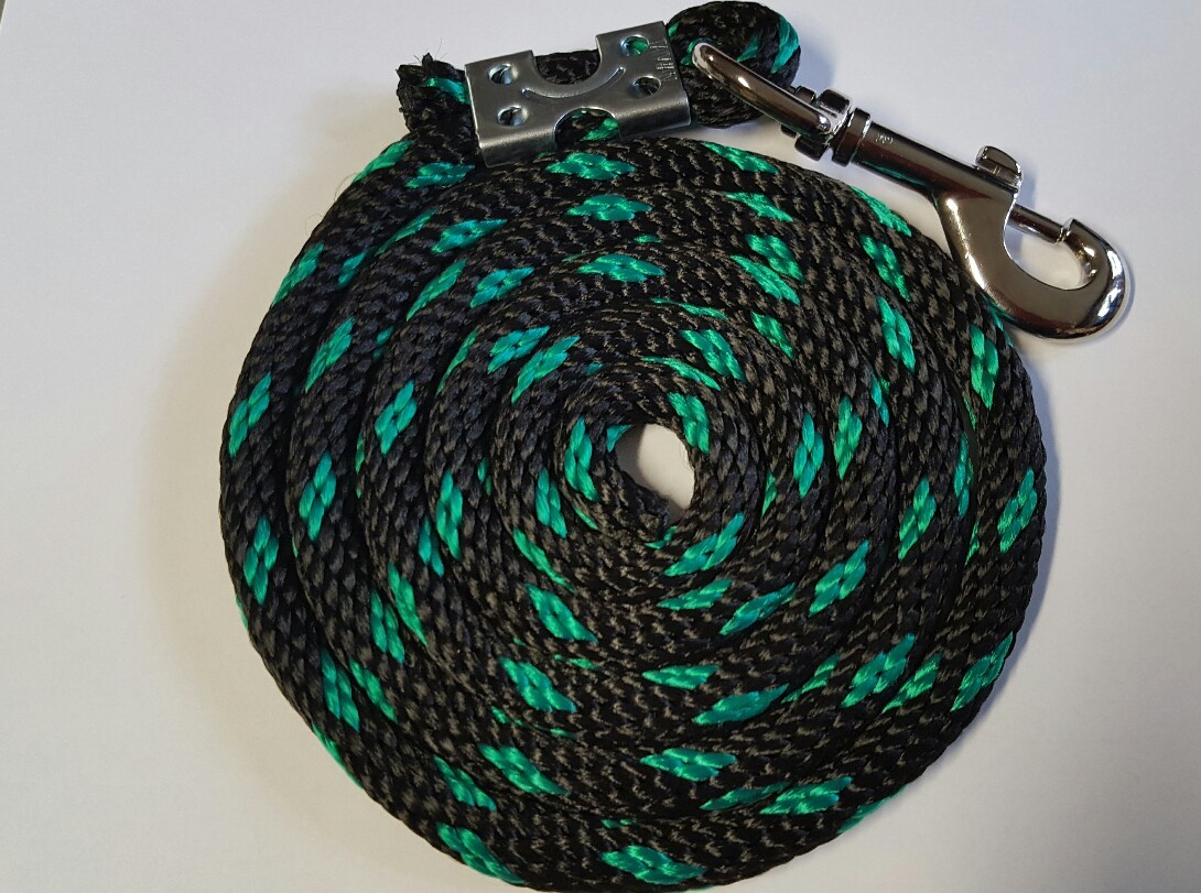 Nylon Poly Miniature Horse Pony goat sheep dog Lead Rope USA Made black w/green