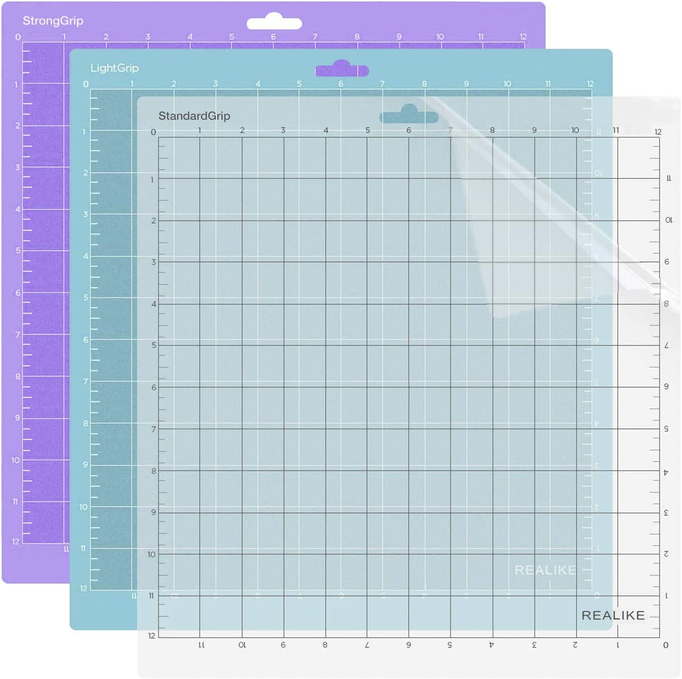 12X12 Cutting Mat for Silhouette Cameo 5/4/3/2/1 (3 Mats - Standardgrip, Lightgr