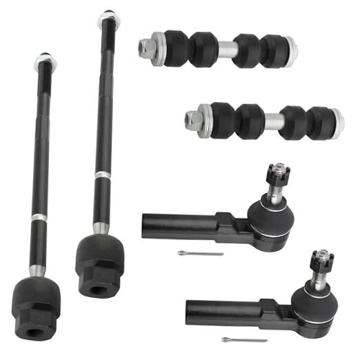 6Pcs Suspension Kit Front Stabilizer Sway Bar End Links + Inner Outer Tie Rod