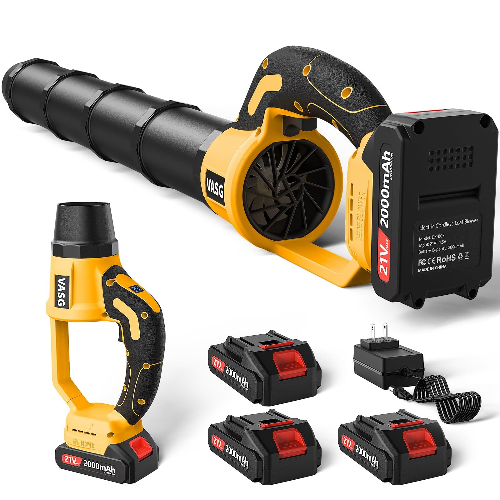 Leaf Blower Cordless – Lightweight Handheld Electric Leaf Blower with Variabl...