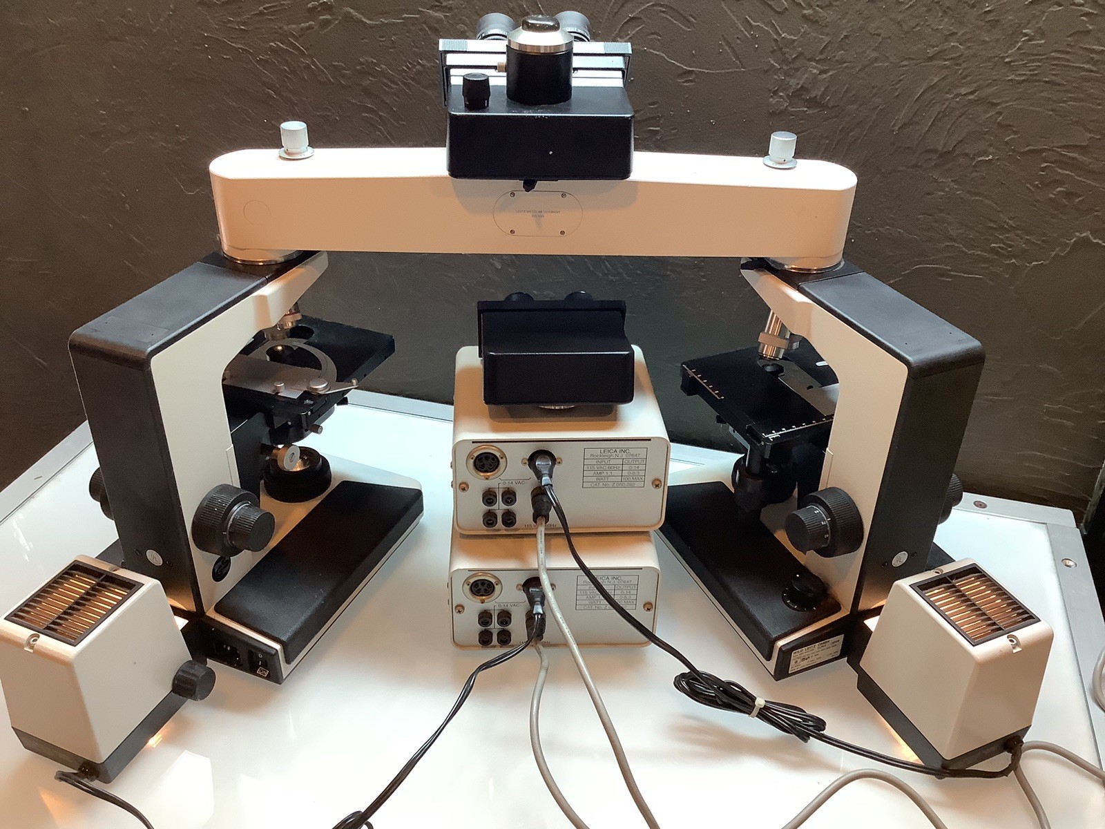 Dual Leitz LabroLux S Microscope w/ Microscopes Bridge And Spare Bino Head