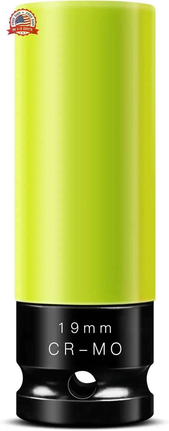 19mm 1/2" Drive Wheel Protector Impact Socket, Non-Marring Lug Nut Thin Wal