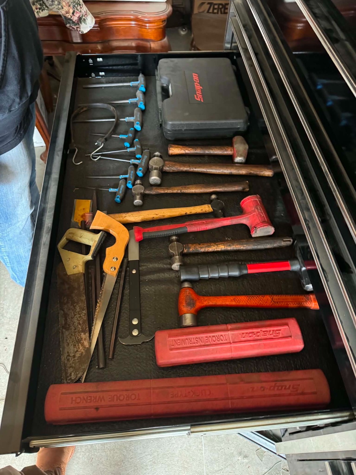 snap on tool box with tools.