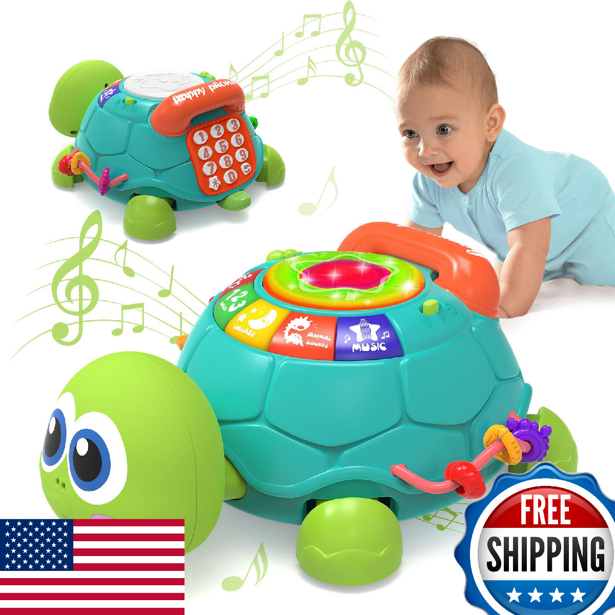 KaeoHye Musical Turtle Baby Toy 6-18 Months Crawling & Learning