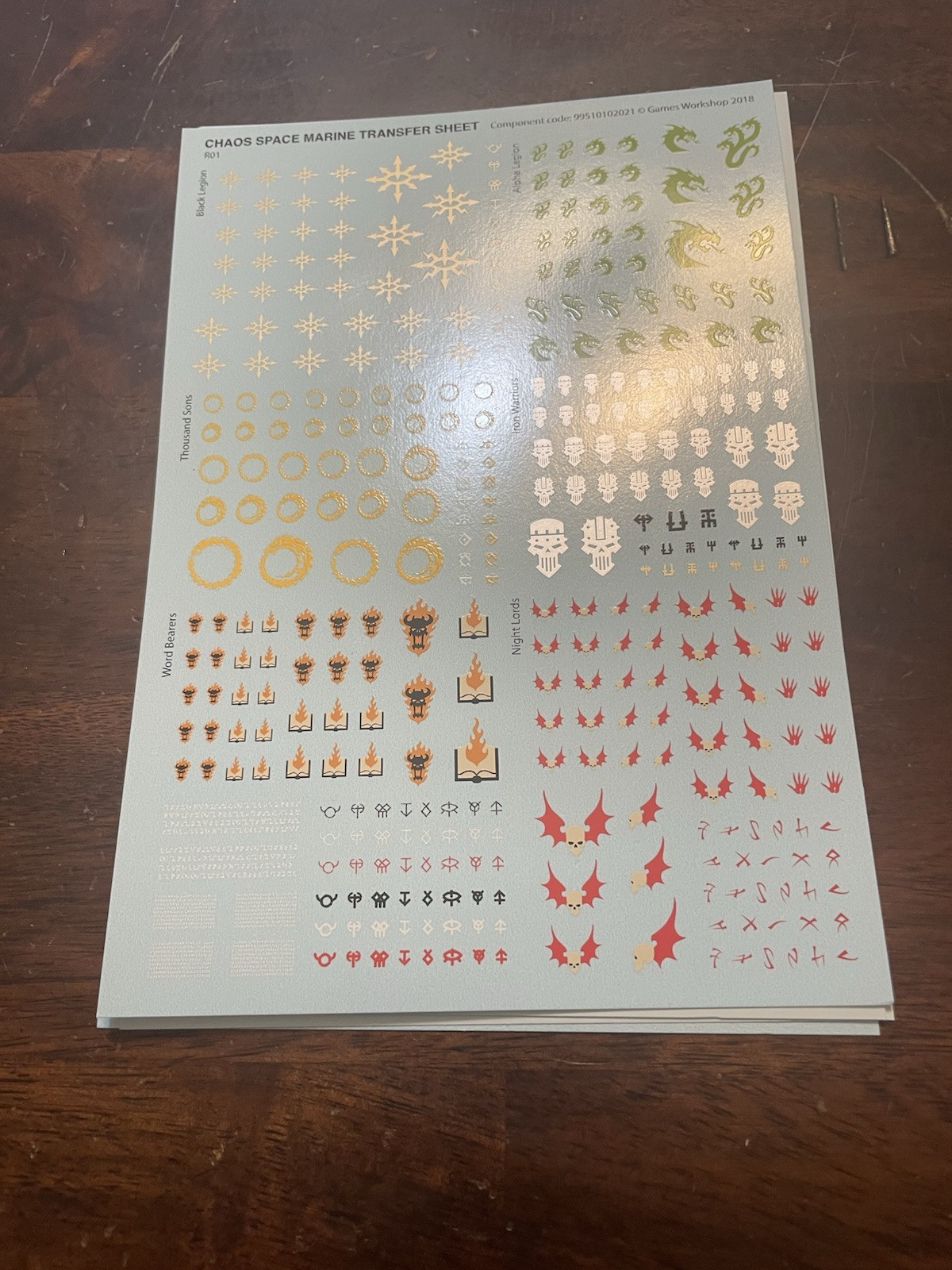 Chaos Space Marines Transfer Sheet, Decals, Warhammer 40k. S14