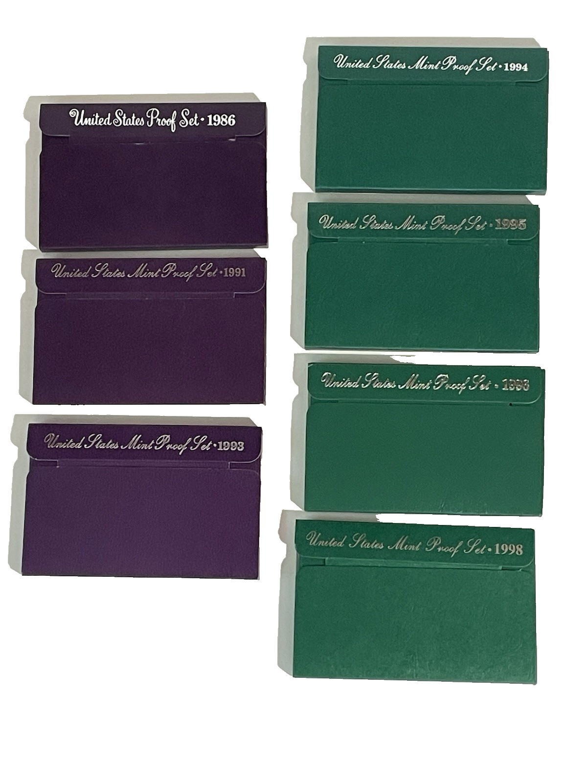 United States Proof Sets  1986 1991 1993 1994 1995 1996 1998 Lot of 7 Sets