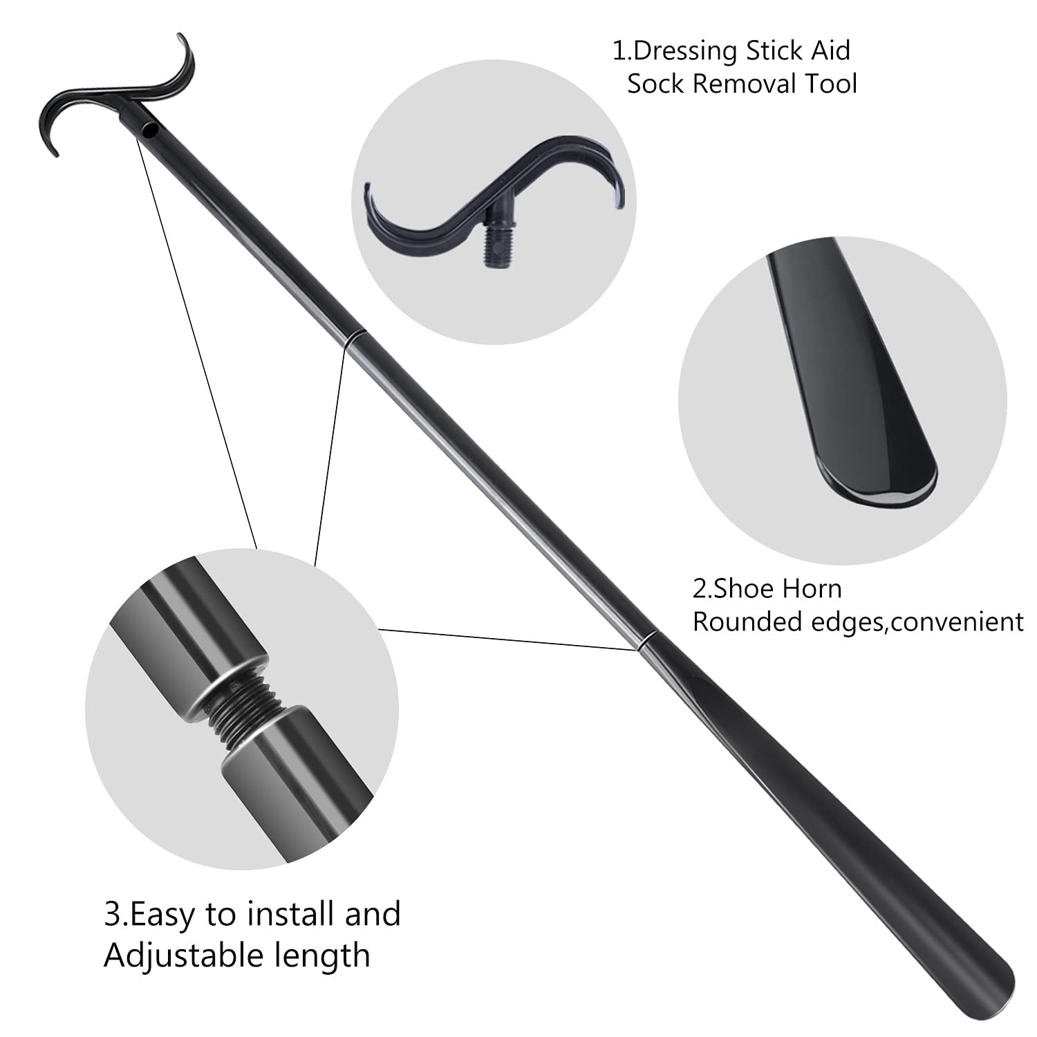 35" Long Dressing Stick with Shoe Horn 1 Count (Pack of 1),
