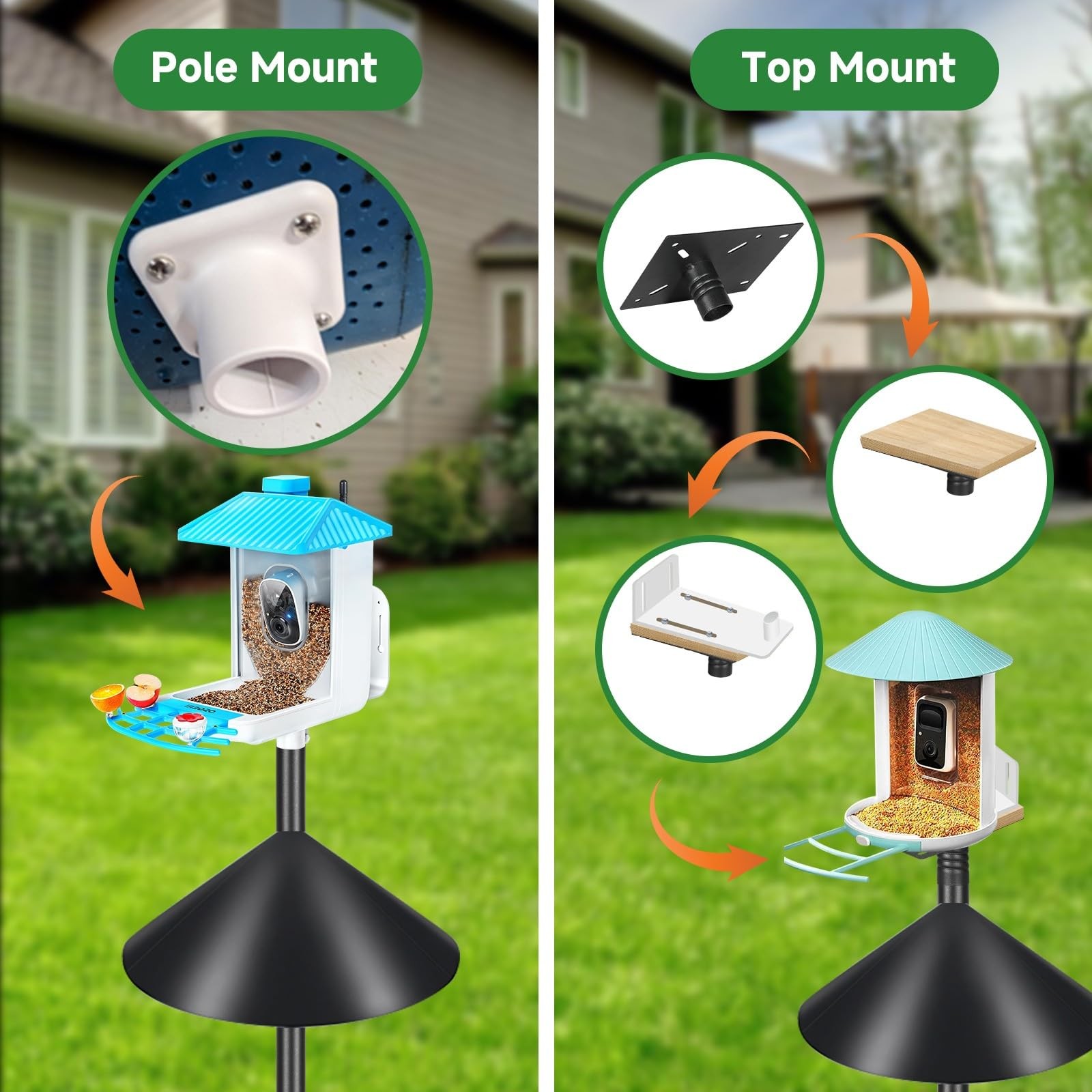 Proerr Smart Bird Feeder Pole Stand 79In,Adjustable Height 79 INCH, Black