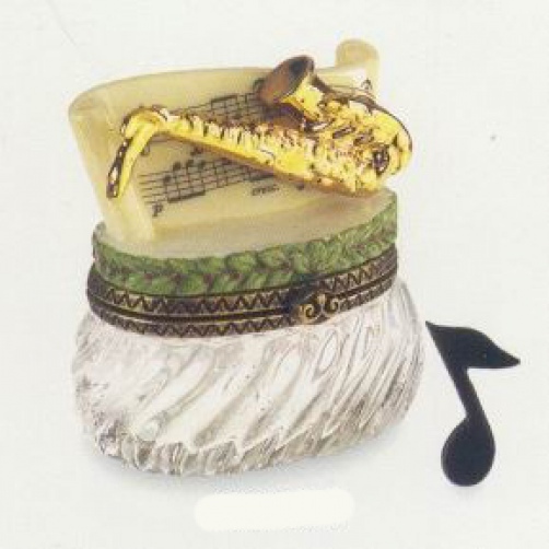 Saxophone PHB Porcelain Hinged Box by Midwest of Cannon Falls
