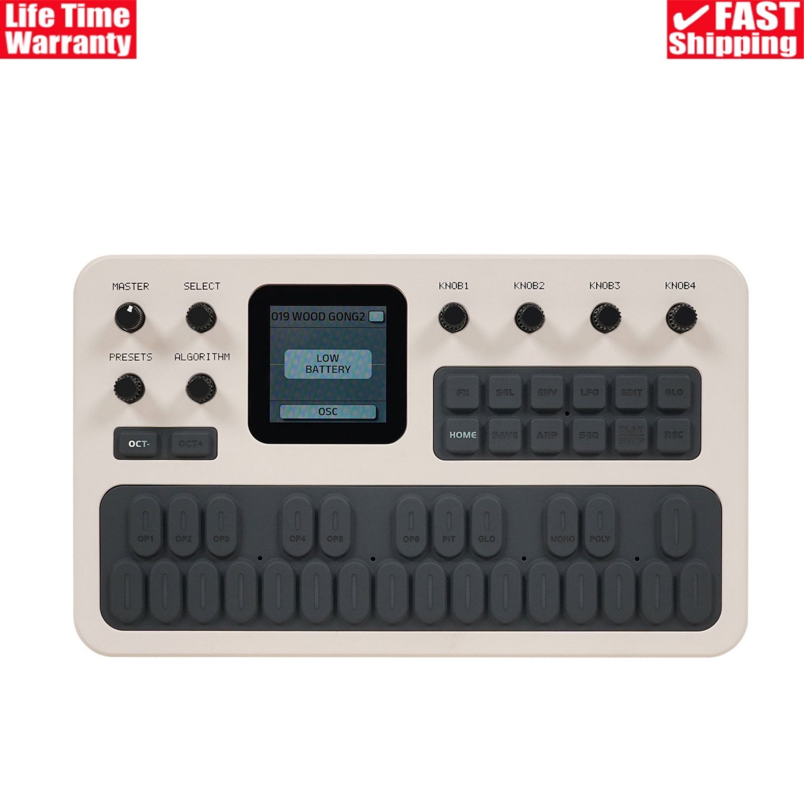 M-VAVE Grey FM-1 Audio FM Synthesizer 3Ch MIDI w/ 6 Effects 3.5mm Stereo Output