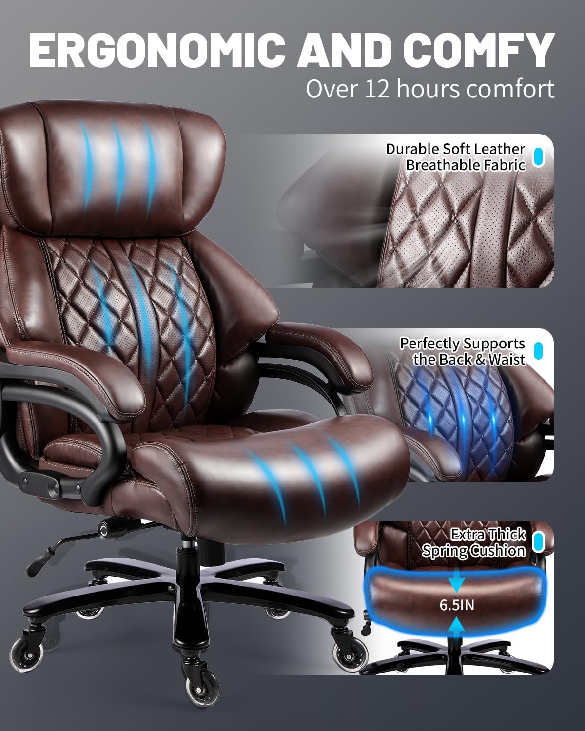 800lbs Executive Chairs Executive Desk Chairs with Adjustable Lumbar Support NEW