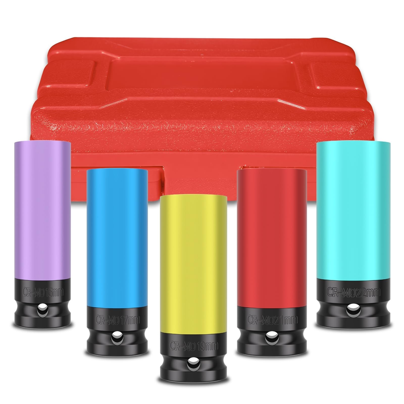 5PCS 1/2" Drive Wheel Protector Impact Socket, Non-Marring Lug Nut Deep Socke...