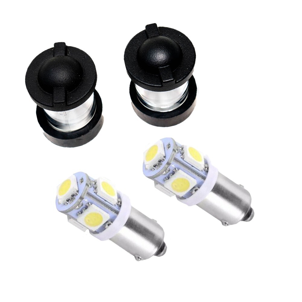 2 White LED Dash Bulbs&Black Lens Cover Kit w/gasket 6pcfits Humvee M998 H1