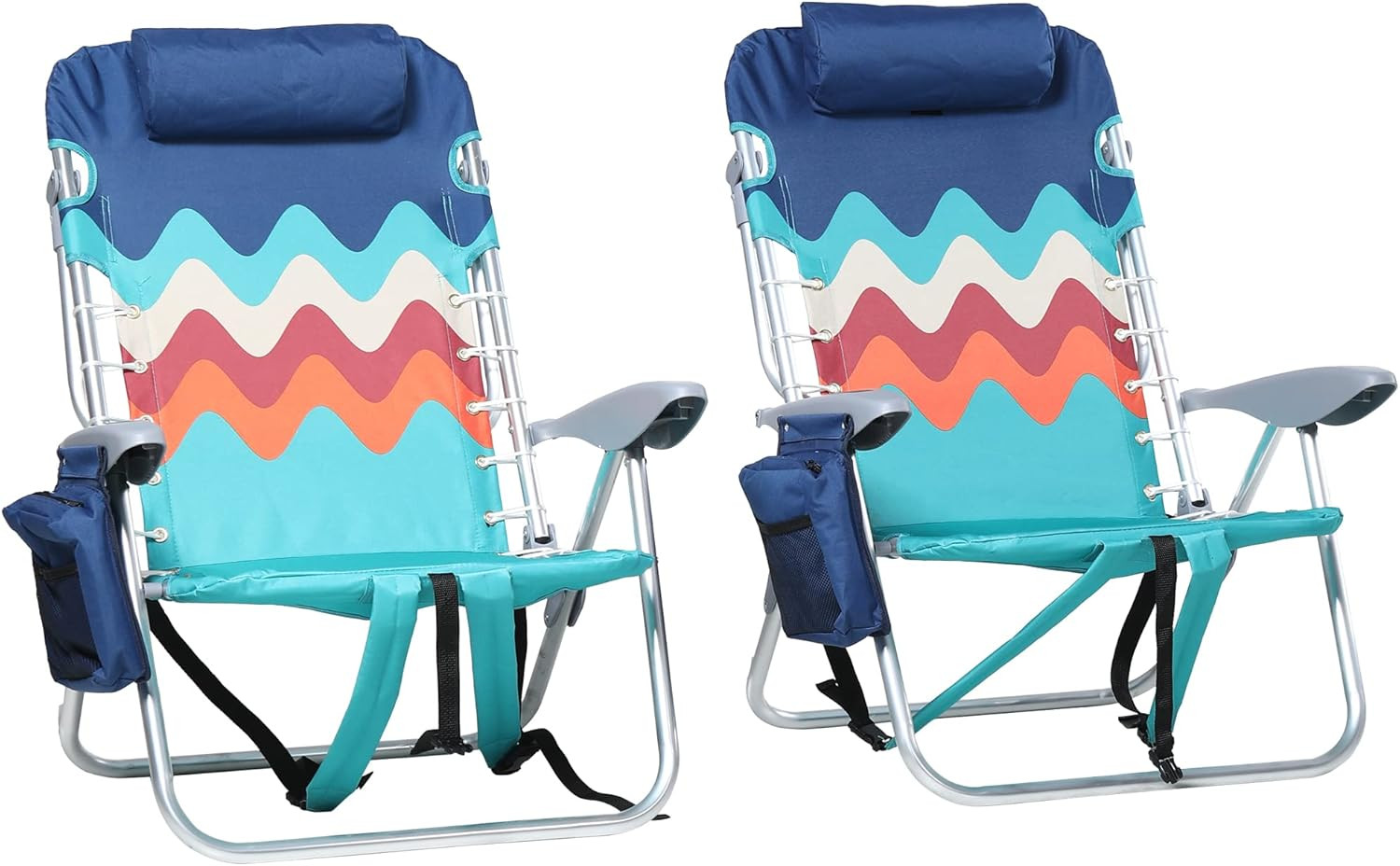 GREEN PARTY Backpack Beach Chairs 2 Pack Aluminum Lightweight Folding Reclining