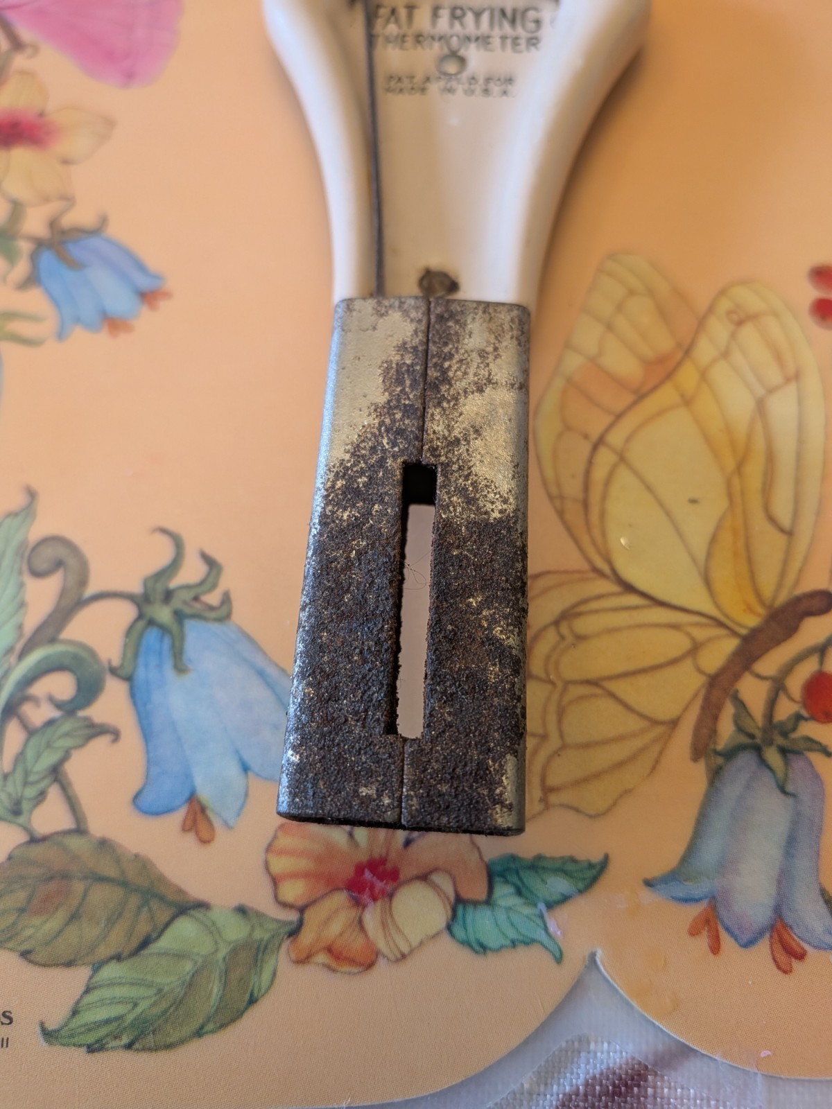 Vintage Enameled Fat Frying Thermometer 1940's 1950's Kitchen