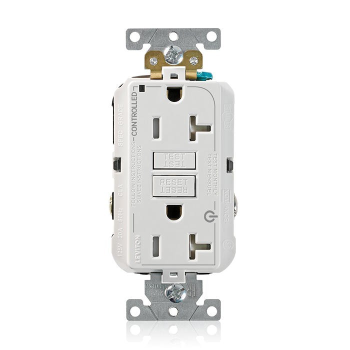 20 Amp White GFCI Leviton G5362-2TW - SmartlockPro® Marked Controlled GFCI