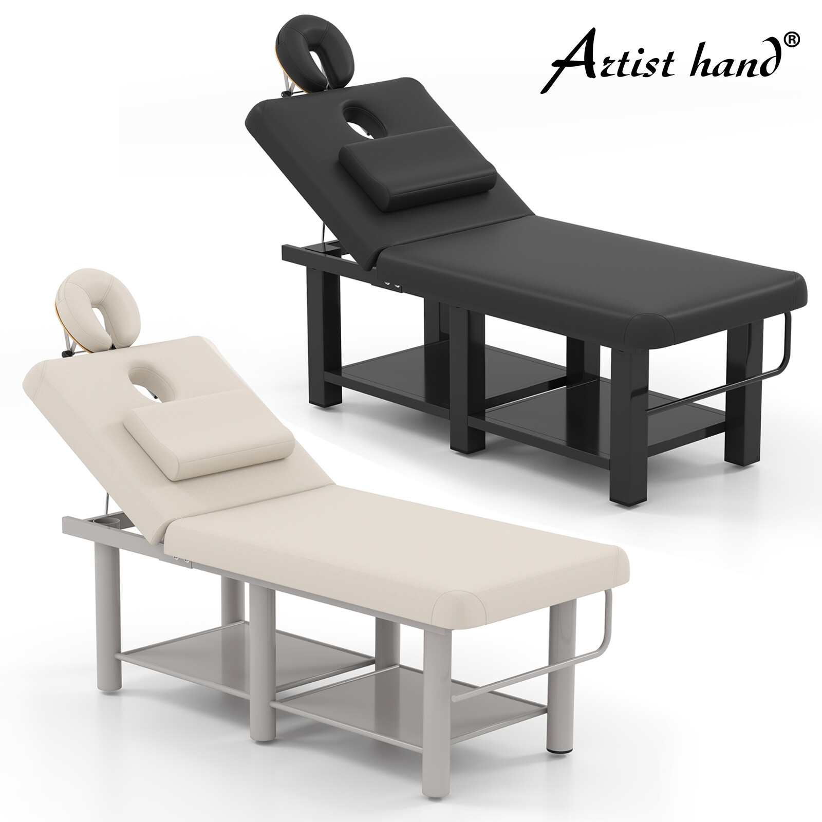 Black/White Heavy Duty Massage Table Facial Bed Beauty Salon Open-Chest,Headrest