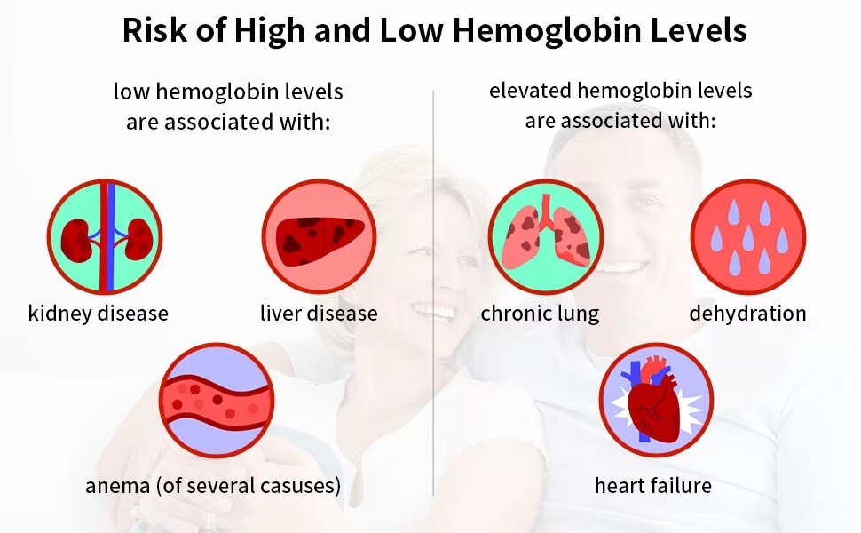 Hemoglobin Test Meter Kit 25 Test Strips & Lancets Home Blood Testing gt