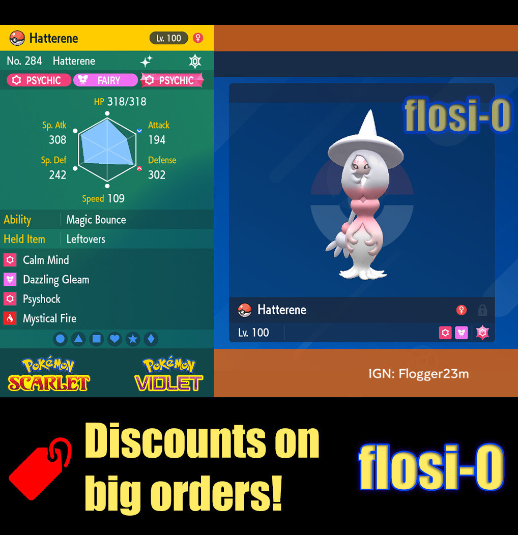 6IV Shiny Hatterene Pokemon Scarlet and Violet